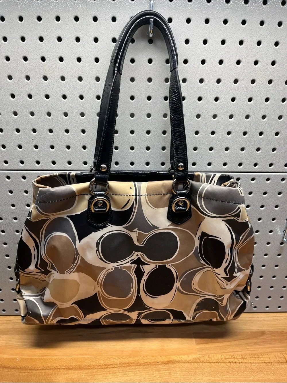 Coach Black and Tan Patterned Shoulder Bag - Picture 5 of 6